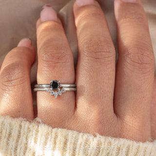 .50 Carat Round Brilliant Cut Black Diamond Engagement Ring, Tulip Jane Setting, 14k White Gold