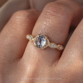 1.33 Carat Canadian Salt and Pepper Oval Diamond Engagement Ring, Winter Setting, 14K Yellow Gold