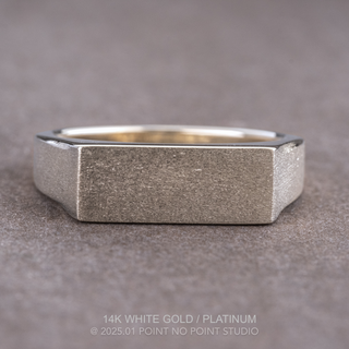 Mens Signet Wedding Ring, Matte men's wedding band, Point No Point Studio. Eco-friendly, Recycled Metals, Conflict Free.