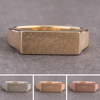 Mens Signet Wedding Ring, Matte men's wedding band, Point No Point Studio. Eco-friendly, Recycled Metals, Conflict Free.