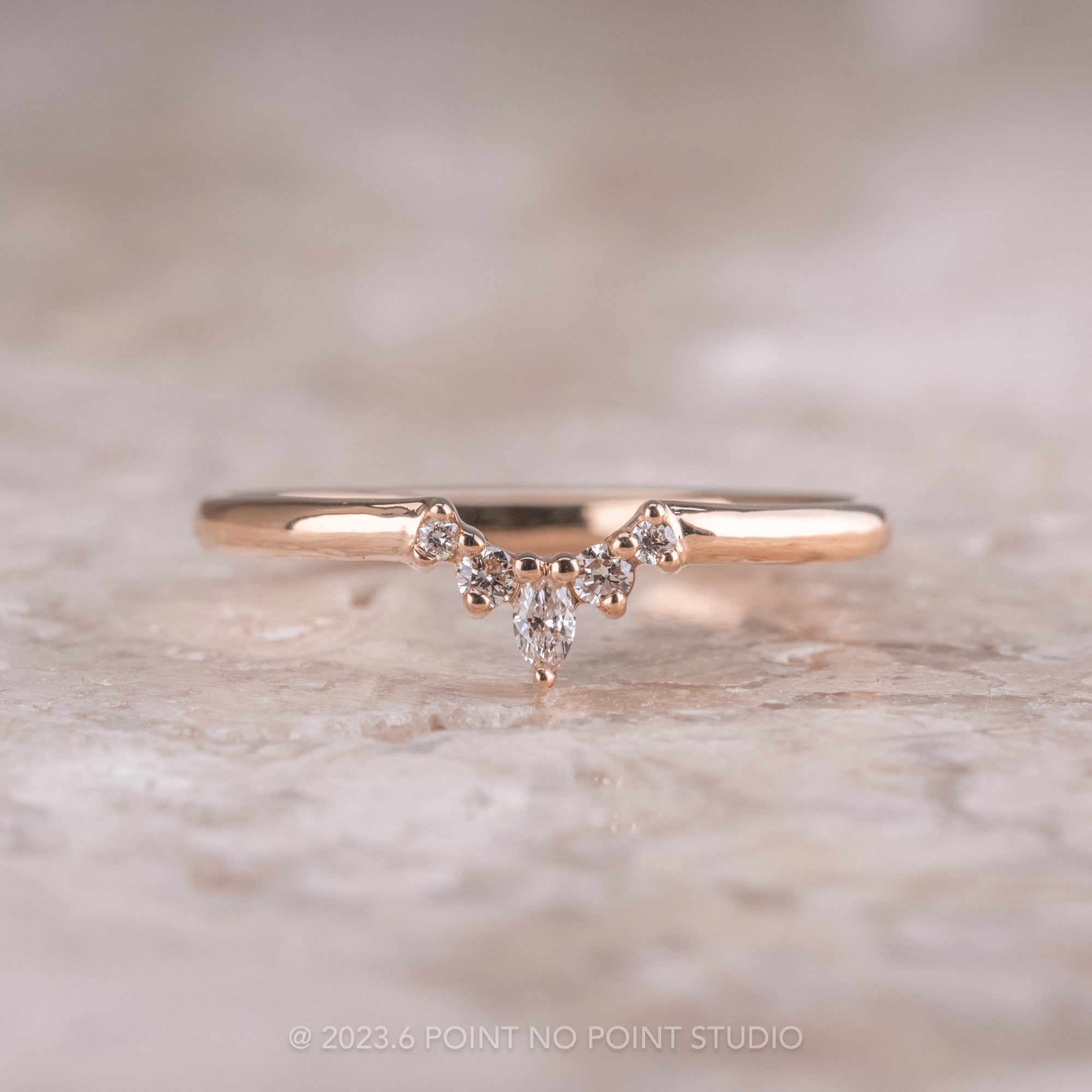 Small Etta Diamond Contour Band, 14k Rose Gold – Point No Point Studio