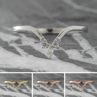 Small Freya Wedding Ring, 5 Diamond, Square Band