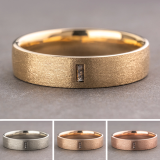 Salt and Pepper Baguette Diamond Mens Wedding Band, Comfort Fit