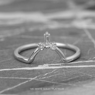 Sunburst Wedding Ring, 3 Diamond, Round Band
