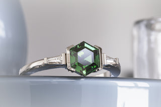 Custom Sapphire Partial Bezel Zoe Engagement Ring