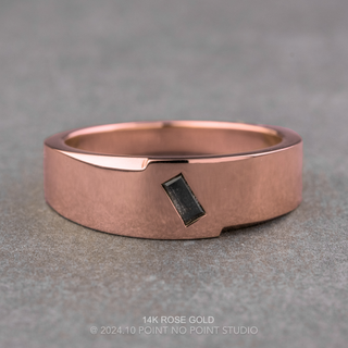 Salt and Pepper Baguette Diamond Mens Waved Signet Ring