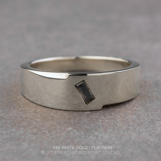 Salt and Pepper Baguette Diamond Mens Waved Signet Ring