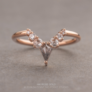 Kylie Wedding Ring, 7 Salt and Pepper Rose Cut and White Diamonds, Round Band
