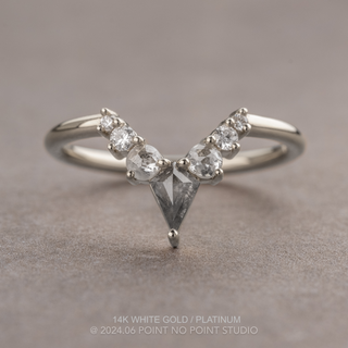 Kylie Wedding Ring, 7 Salt and Pepper Rose Cut and White Diamonds, Round Band