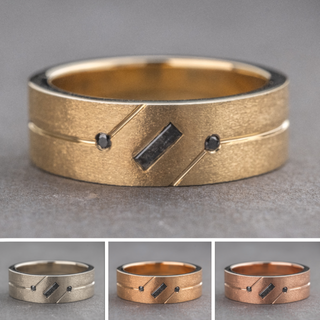 Salt and Pepper Baguette and Round Diamond Mens Wedding Band, Comfort Fit