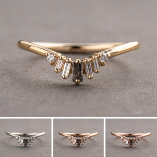 Winslow Wedding Ring, 7 White & Salt and Pepper Diamond, Round Band