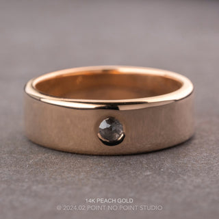 Salt and Pepper Rose Cut Diamond Mens Wedding Band, Comfort Fit