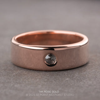 Salt and Pepper Rose Cut Diamond Mens Wedding Band, Comfort Fit