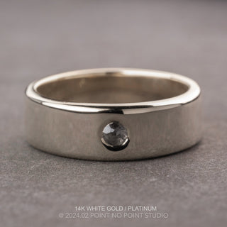 Salt and Pepper Rose Cut Diamond Mens Wedding Band, Comfort Fit