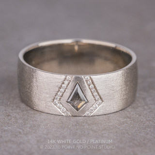Kite and White Diamond Mens Matte Wedding Band, Comfort Fit