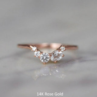 Sammy Wedding Ring, 5 White Sapphire, Loaf Band