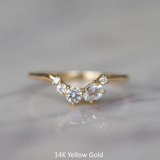 Sammy Wedding Ring, 5 White Sapphire, Loaf Band
