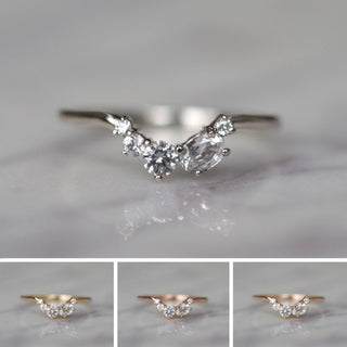 Sammy Wedding Ring, 5 White Sapphire, Loaf Band