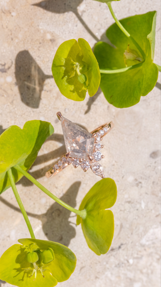 2.37 Carat Icy Salt and Pepper Kite Diamond Engagement Ring, Avaline Setting