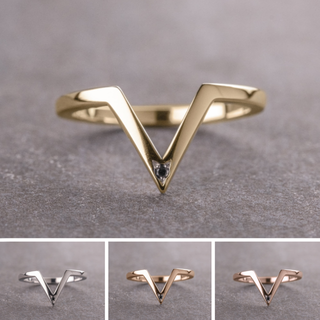 Victoria Wedding Ring, Single Black Diamond