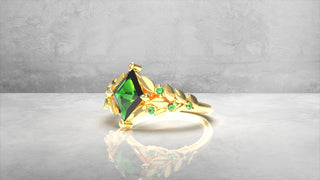 Custom Sapphire and Green Tourmaline Magnolia Engagement Ring