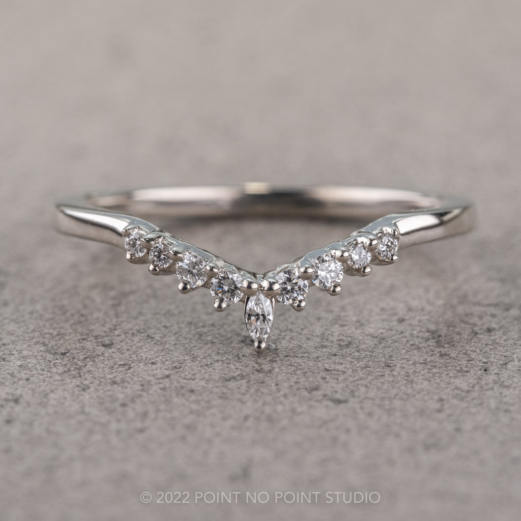 Point Al Rin Design Etta Wedding Ring, 9 Diamond, Sloping Contour, Loaf Band – Point No ...