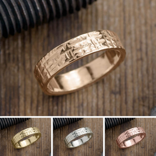 6mm Comfort Fit Mens Wedding Band, Textured Polished