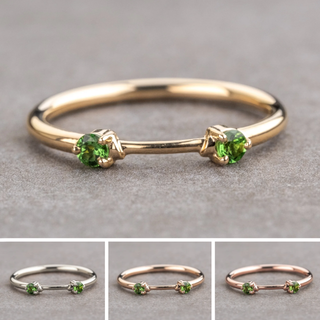 Blake Wedding Ring Cuff, 2 Round Tsavorite Garnet
