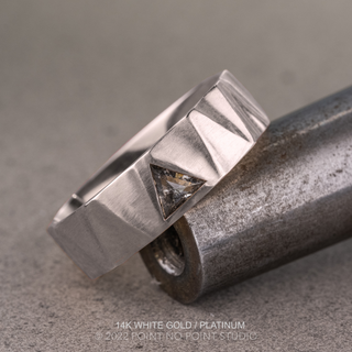 Triforce Triangle Diamond Mens Wedding Band, Comfort Fit men's wedding band, Point No Point Studio. Eco-friendly, Recycled Metals, Conflict Free.