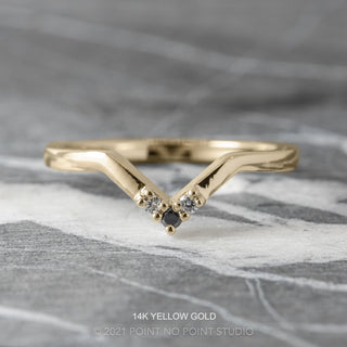 Quinn Wedding Ring, 3 Black and White Diamond, Loaf Band