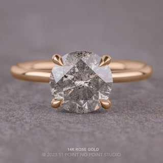 2.12 Carat Salt and Pepper Round Diamond Engagement Ring, Tulip Jane Setting