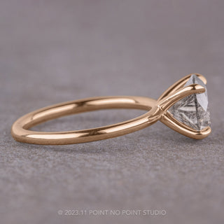 2.12 Carat Salt and Pepper Round Diamond Engagement Ring, Tulip Jane Setting, 14k Rose Gold
