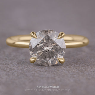 2.12 Carat Salt and Pepper Round Diamond Engagement Ring, Tulip Jane Setting