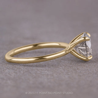 2.12 Carat Salt and Pepper Round Diamond Engagement Ring, Tulip Jane Setting, 14k Yellow Gold