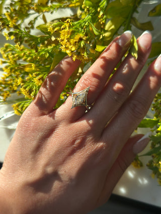1.18 Carat Kite Lab Diamond Engagement Ring, Twisted Arwen Setting, 14k Yellow Gold