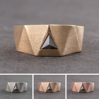 Tapered Triforce Triangle Diamond Men's Wedding Band, Comfort Fit men's wedding band, Point No Point Studio. Eco-friendly, Recycled Metals, Conflict Free.