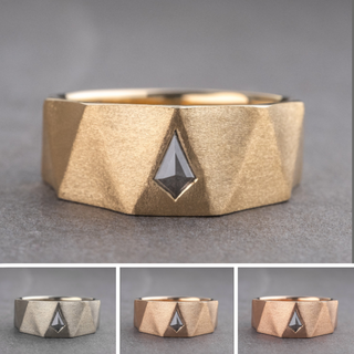 Tapered Triforce Kite Diamond Men's Wedding Band, Comfort Fit