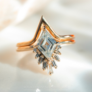 V Shaped Wedding Band, Victoria Setting, 14K Peach Gold