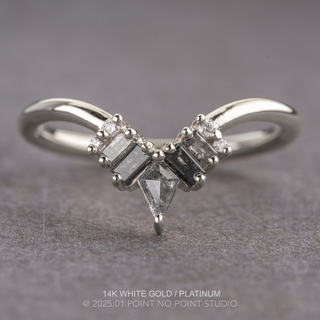 Valentina Wedding Ring, Salt and Pepper Kite, 9 Diamond, Round Band
