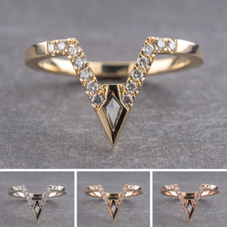 Vesper Wedding Ring, Salt and Pepper Kite, 15 Diamond