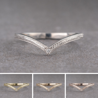 Vintage Viola Wedding Ring, 1 Diamond