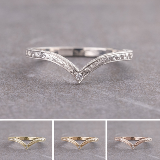 Vintage Viola Wedding Ring, 1 Diamond