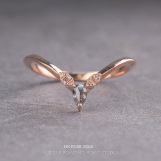 Azalea Wedding Ring, Salt and Pepper Pear Focal Diamond, Knife Edge Band