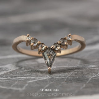 Kylie Wedding Ring, 7 Salt and Pepper Rose Cut Diamond Wedding Band, Square Band