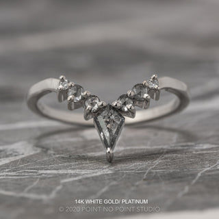 Kylie Wedding Ring, 7 Salt and Pepper Rose Cut Diamond Wedding Band, Square Band