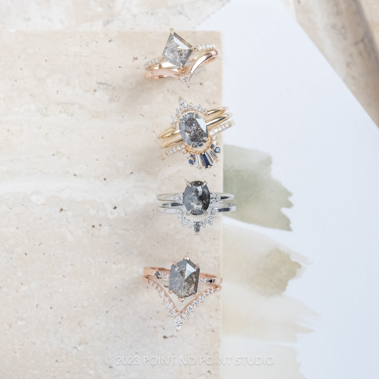 Hexagon Diamond Engagement Rings | Point No Point Studio