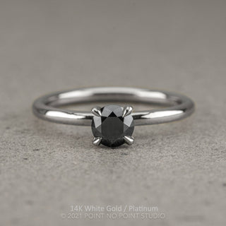 .50 Carat Round Brilliant Cut Black Diamond Engagement Ring, Tulip Jane Setting