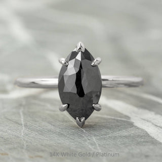 1.60 Carat Black Marquise Diamond Engagement Ring, Charlize Setting