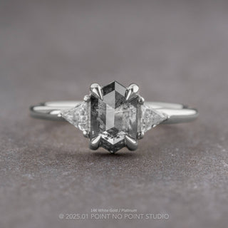 1.37 Carat Black Salt and Pepper Hexagon Diamond Engagement Ring, Zoe Setting