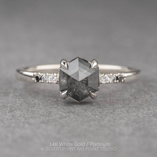 1.67 Carat Black Hexagon Diamond Engagement Ring, Ombre Jules Setting, Point No Point Studio. Available in a variety of metal types. Eco-friendly, Recycled Metals, Conflict Free.